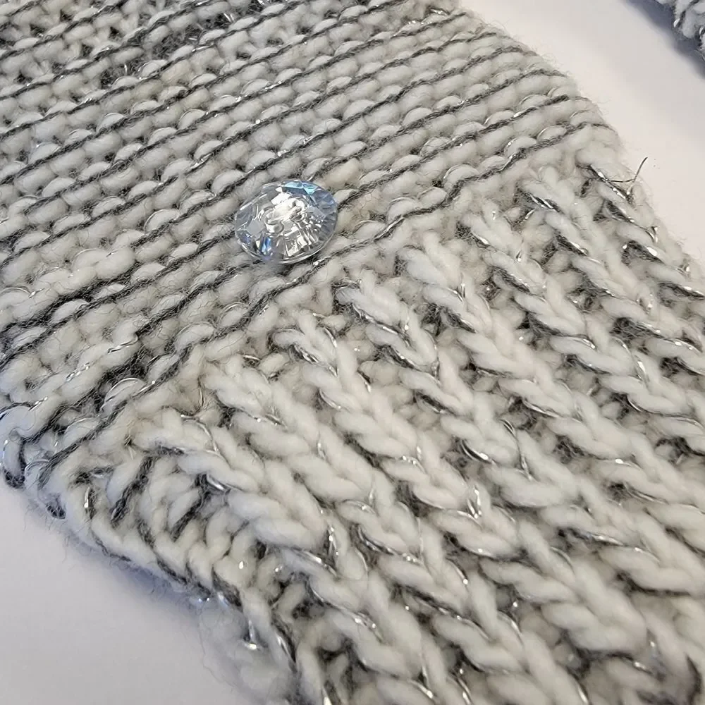 Totes Womens Finger Fingerless Mitten Gloves Adjustable Gray White One Size O/S